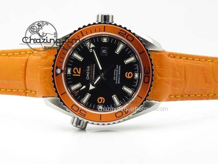 0313 Reliable Planet Ocean Professional SS V6F 37mm Ladies Orange Bezel On Orange Leather Strap A 8255